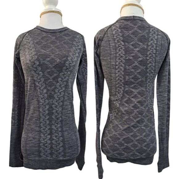 Lululemon Rest Less Long Sleeve Crew Neck Yoga Fitness Grey Charcoal Top Size 4 - Picture 1 of 7